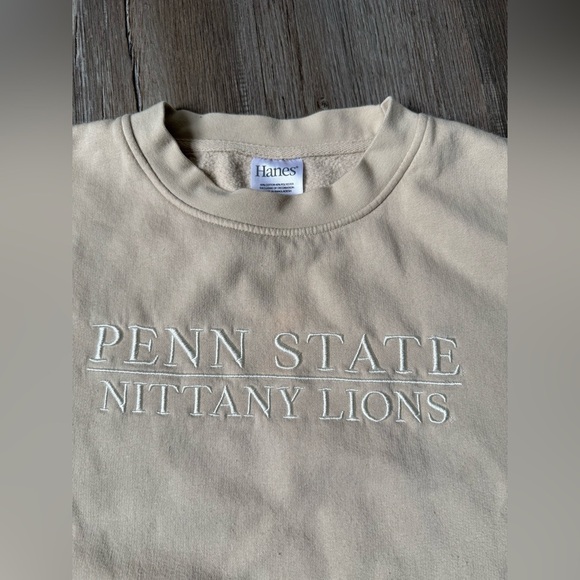 VTG Penn State Nittany Lions Sweatshirt Crewneck Embroidered Beige White Size L - Picture 2 of 12